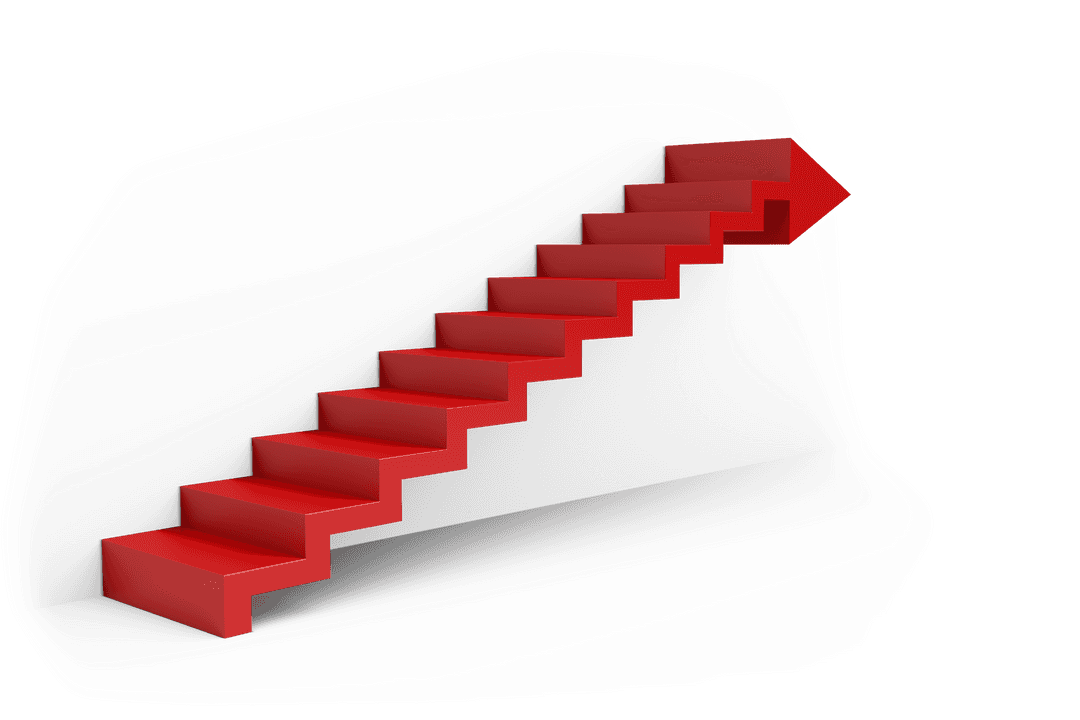 Red Transparent Stairs Shaped Like Upward Arrow