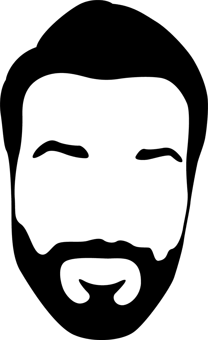 A Black Silhouette of Bearded Male Face on Transparent Background