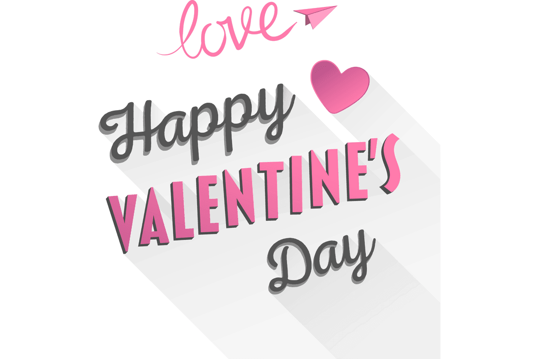 Happy Valentine's Day Greeting Text on Transparent Background
