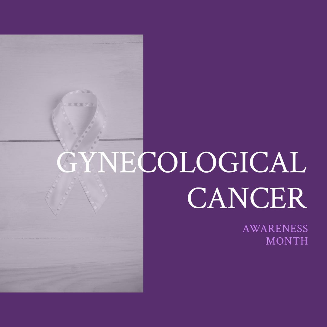 Gynecological Cancer Awareness Month Poster with White Ribbon on Purple Background - Download Free Stock Templates Pikwizard.com