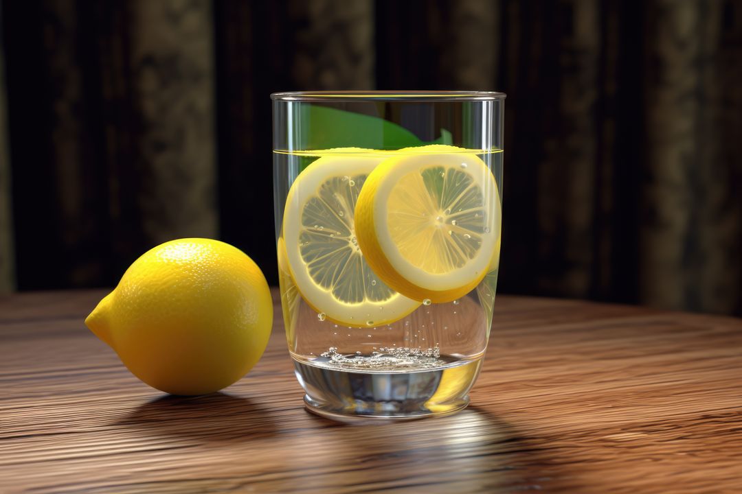 Glass of lemon juice and lemon on wooden surfaced, created using generative ai technology - Free Images, Stock Photos and Pictures on Pikwizard.com