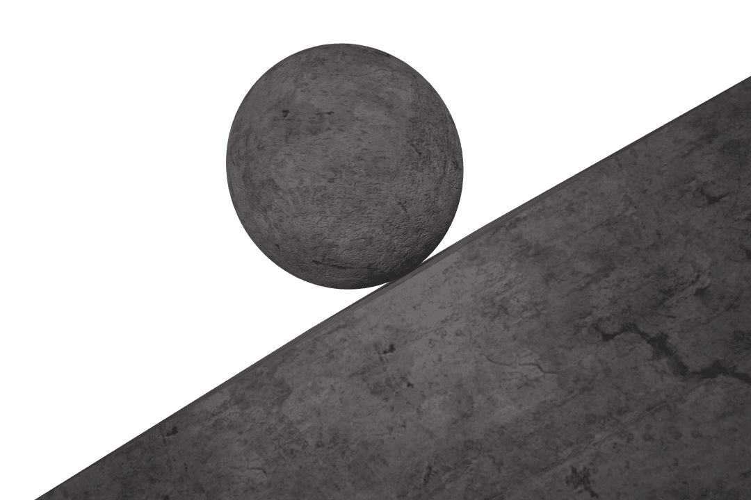 Gray Round Stone Rolling on Transparent PNG Background