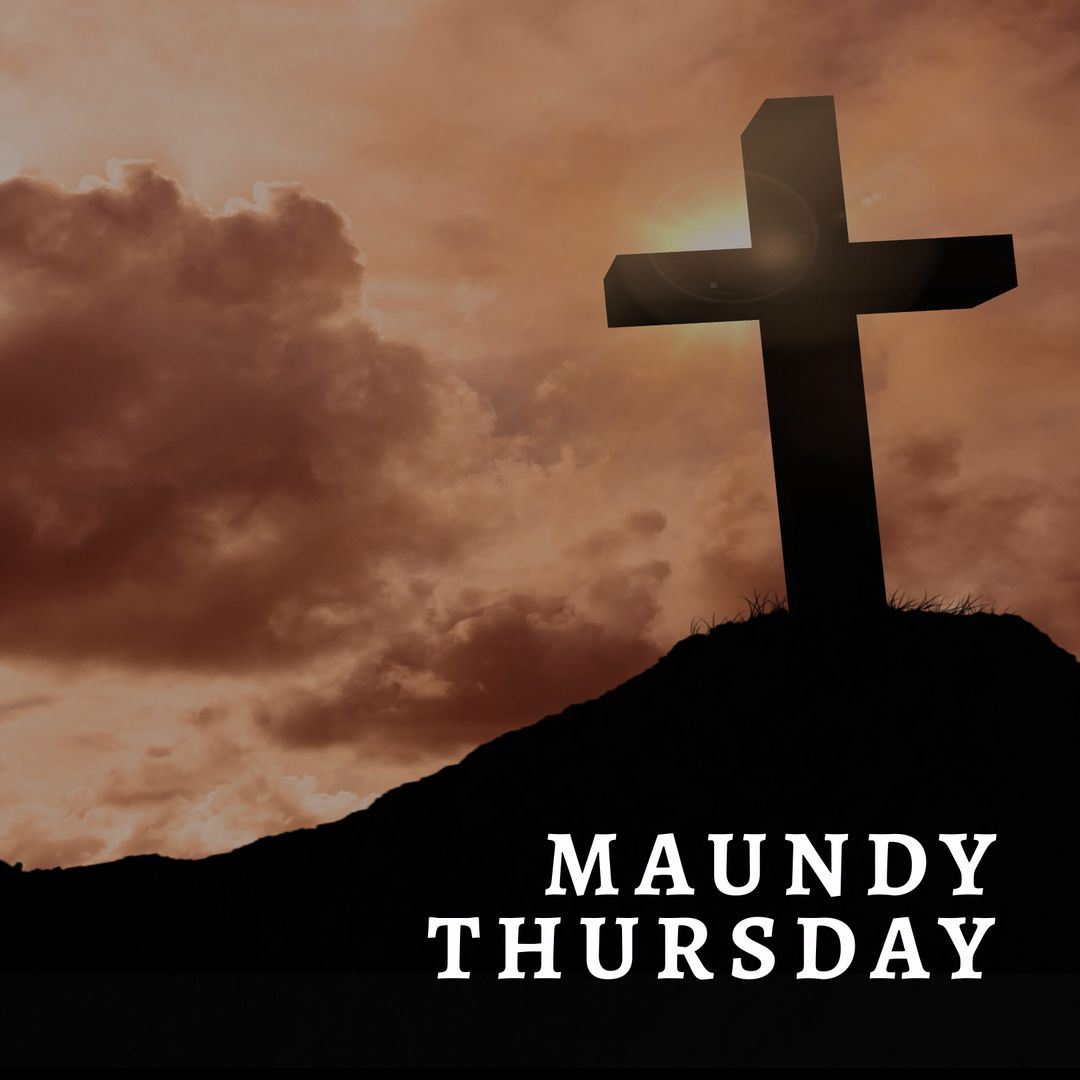 Maundy Thursday Religious Symbolism with Cross Silhouette at Sunset - Download Free Stock Templates Pikwizard.com