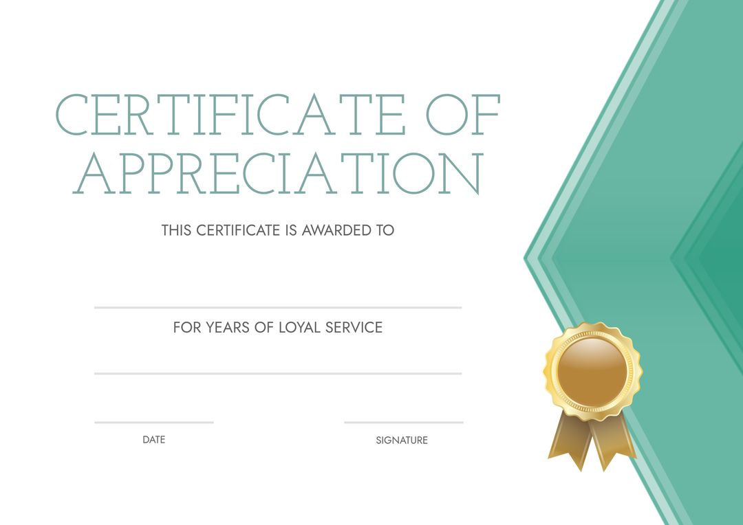 Certificate of Appreciation With Gold Rosette and Green Design - Download Free Stock Templates Pikwizard.com