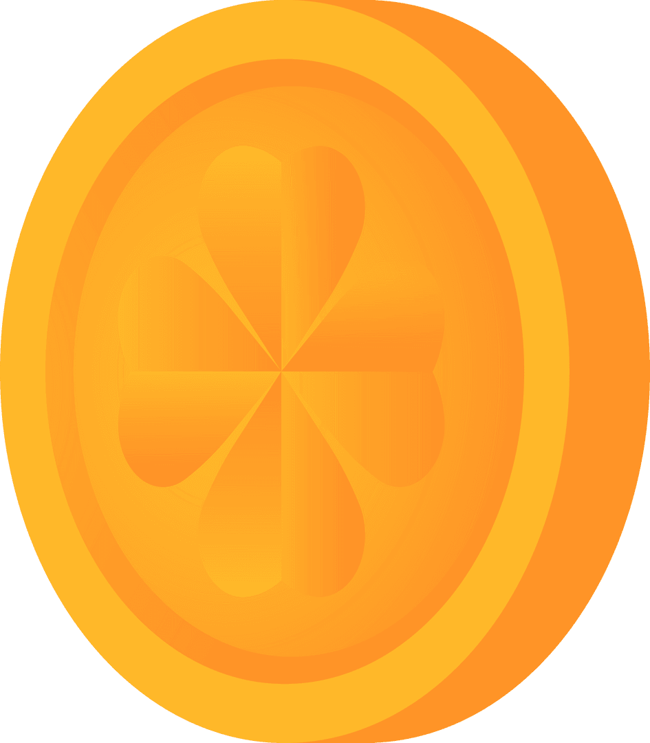 Gold Coin Vector with Elegant Symmetrical Emblem on Transparent Background