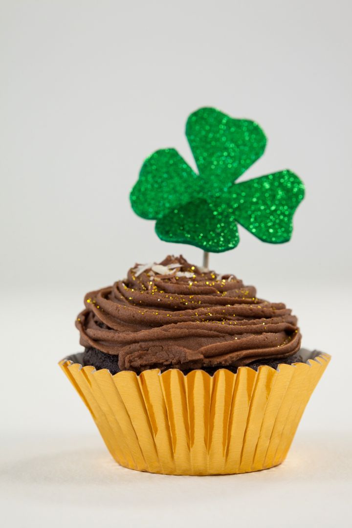 St Patricks Day shamrock on the cupcake - Free Images, Stock Photos and Pictures on Pikwizard.com