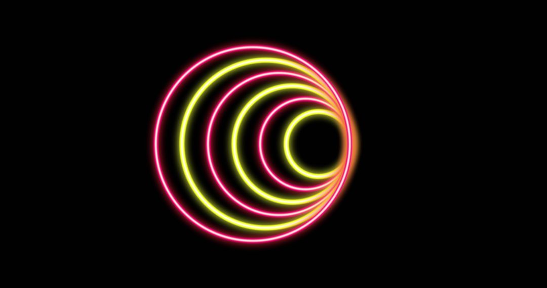Vibrant Neon Layered Circles on Black Background