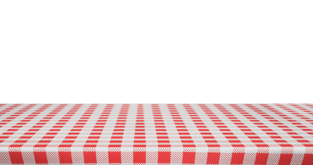 Red and White Checkered Tablecloth with Transparent Background
