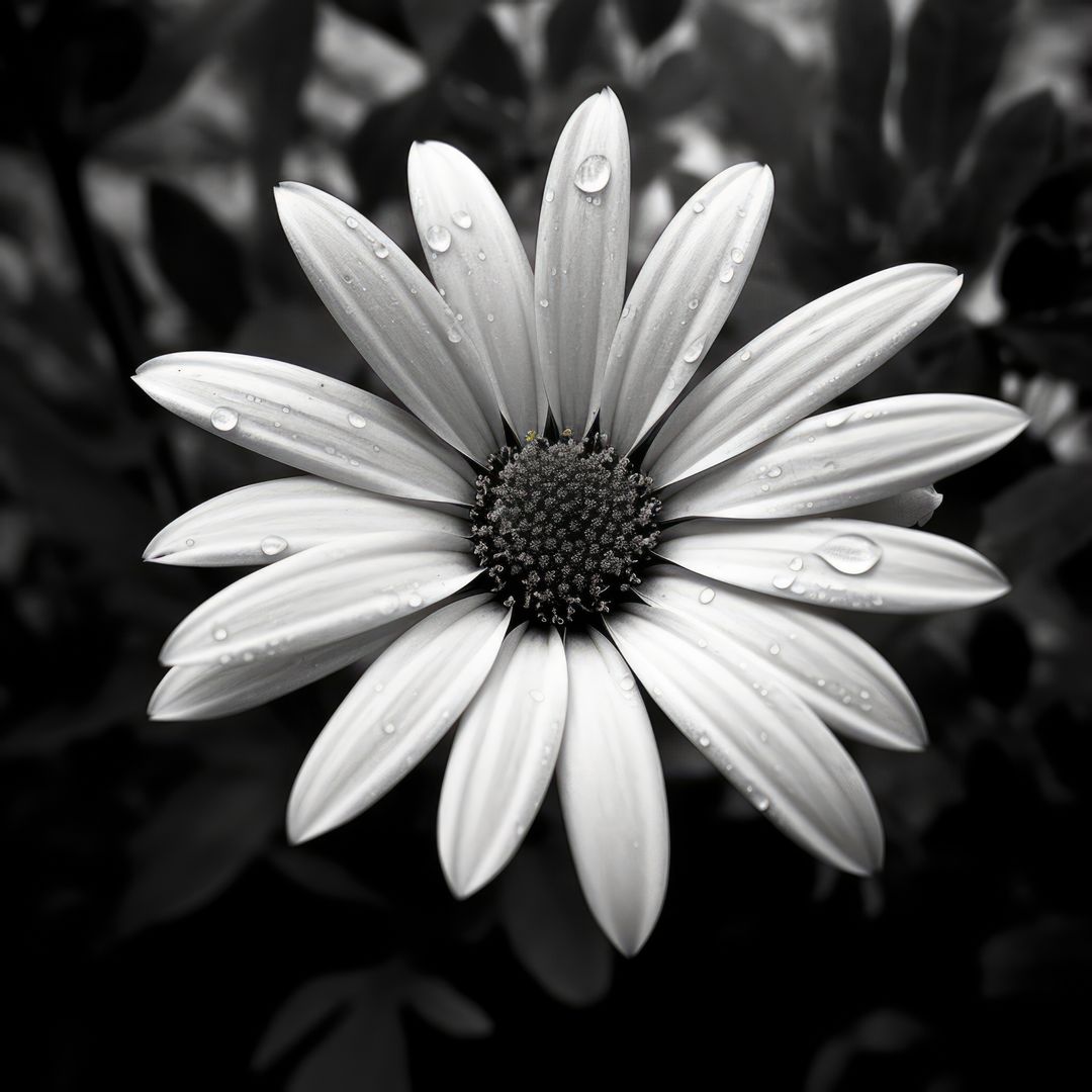 Black and White Daisy with Morning Dew Drops - Free Images, Stock Photos and Pictures on Pikwizard.com
