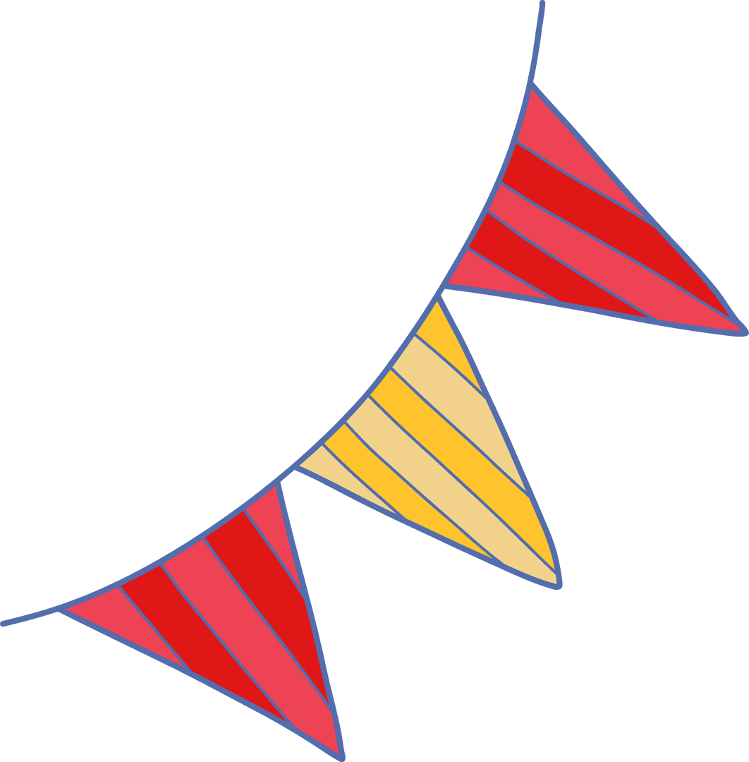 Colorful Pennant Banner on Transparent Background