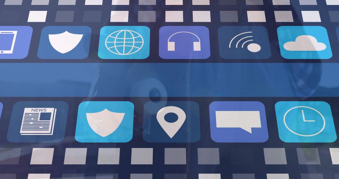 Futuristic Icon Grid on Digital Interface for Technology Applications