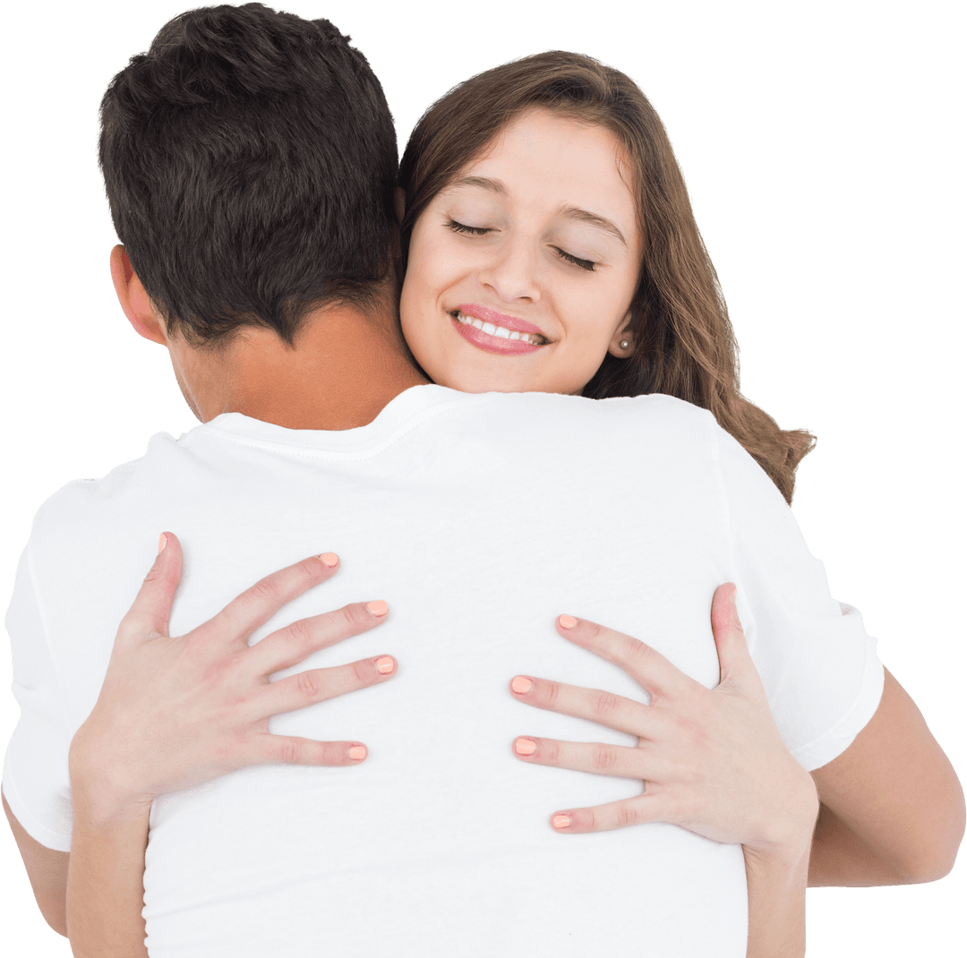 Transparent Loving Embrace of Couple Expressing Close Connection