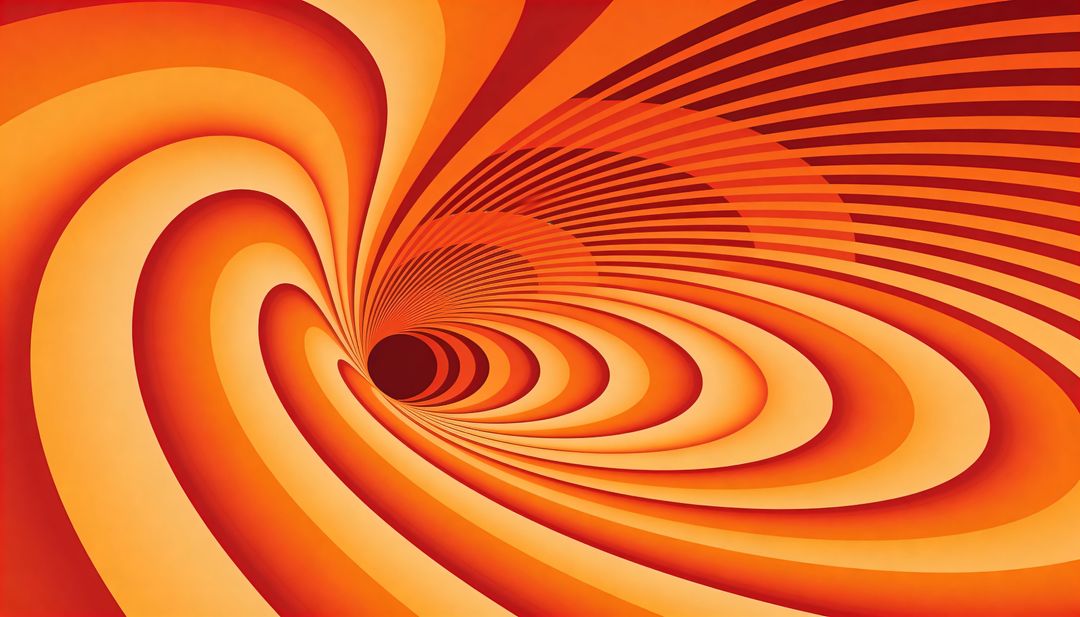 Orange Spiral Vortex Abstract with Layered Concentric Ribbons and Smooth Gradient Depth