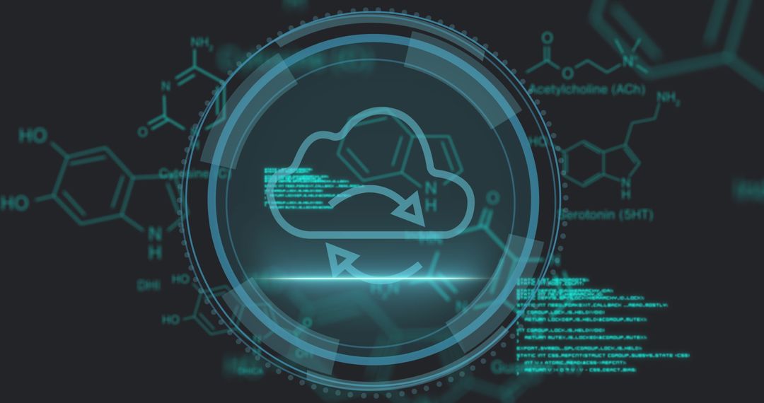 Digital Cloud Data Interface on Futuristic Dark Background