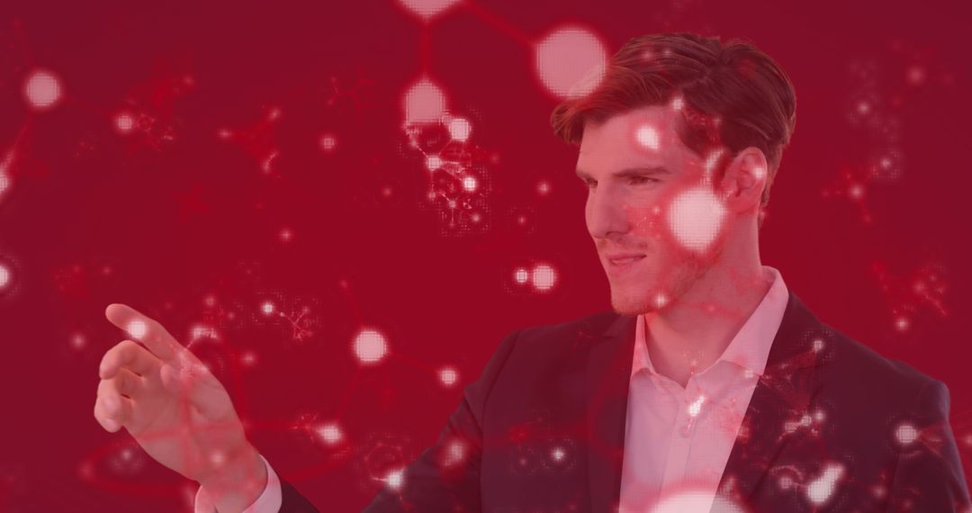 Businessman Interacting with Futuristic Virtual Interface Technology