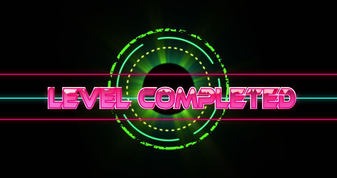 Level Completed Screen with Futuristic Green Circles