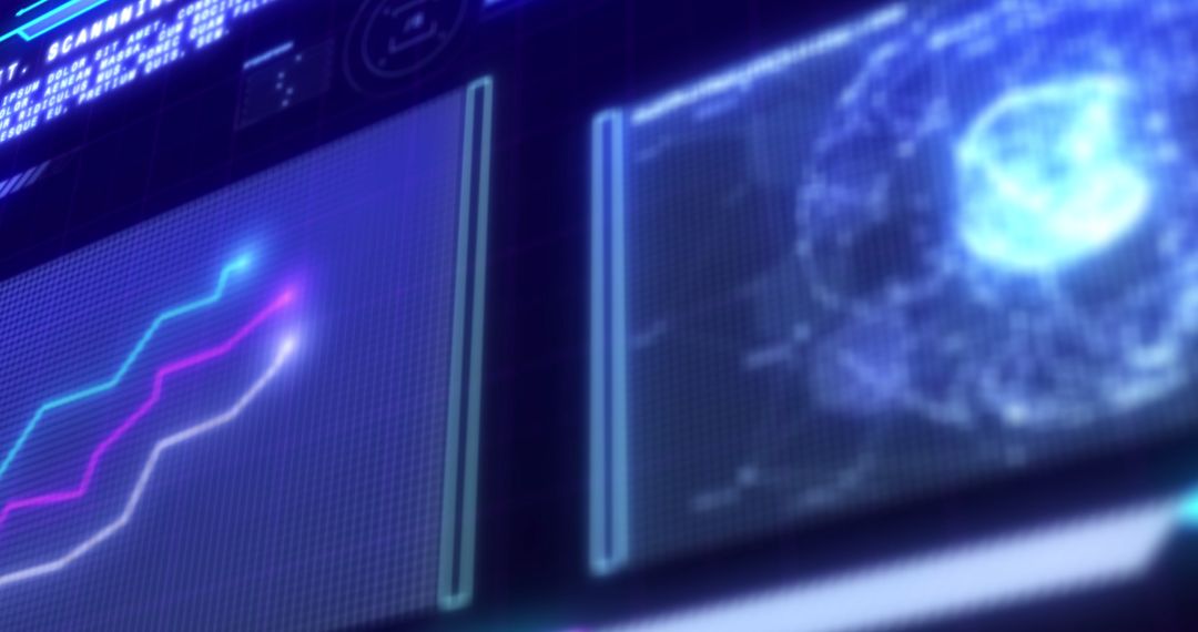 Futuristic Digital Data Interface with Analyzing Graphs