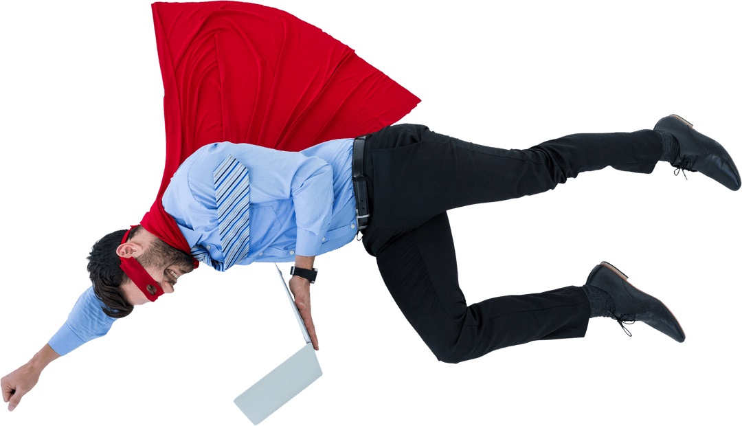 Businessman with Transparent Background Acting as Superhero