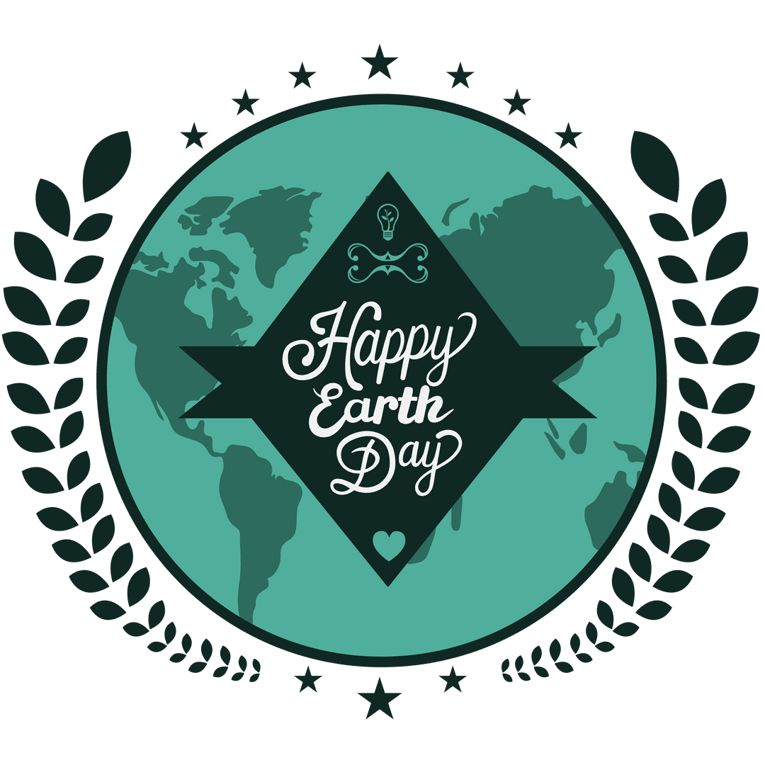 Earth Day Celebration Emblem on Transparent Background