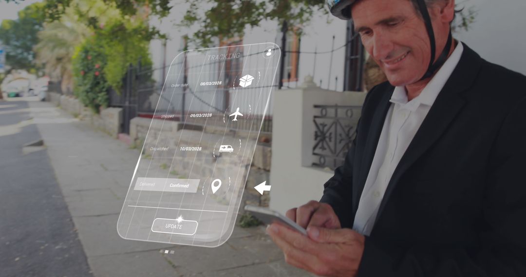 Businessman Tracking Package Online on Smartphone