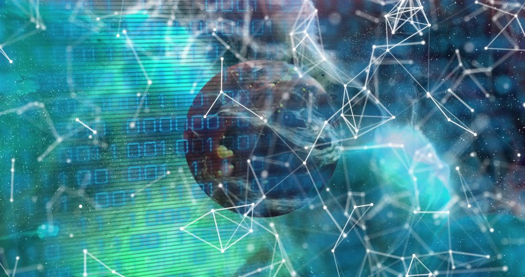 Digital Network on Global Sphere Illustrating World Connectivity