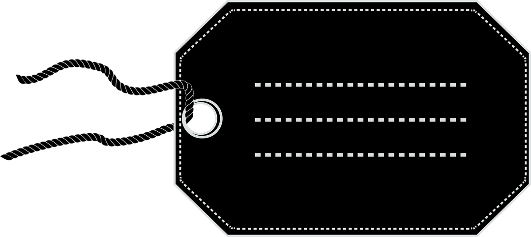 Blank Black Label with White Lined Template on Transparent Background