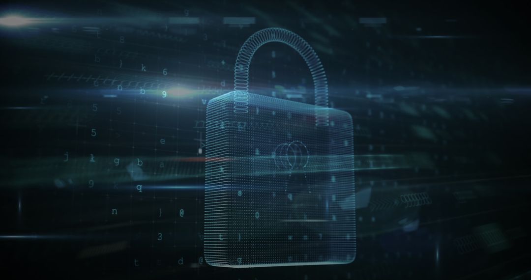 Cybersecurity Awareness with Digital Padlock Symbol