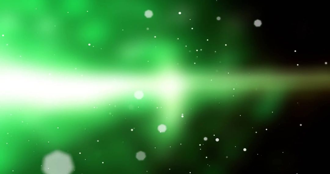 Glowing Green Lights with Bokeh Effect on Black Background