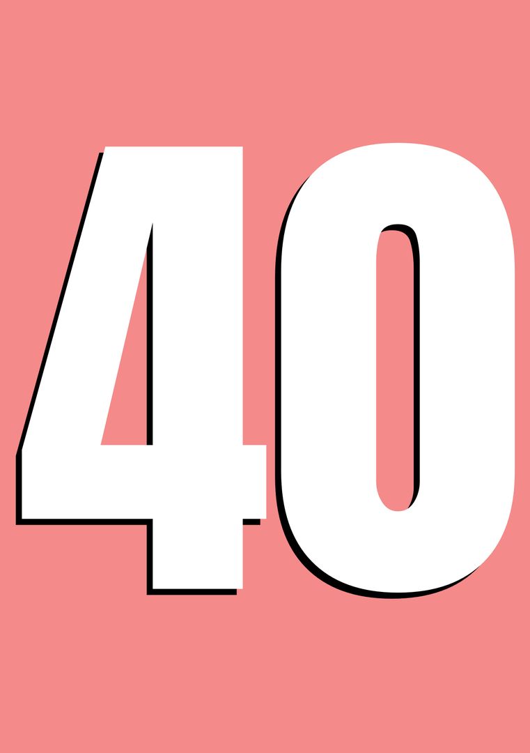 Number 40 Stylishly Highlighted on Pink Background
