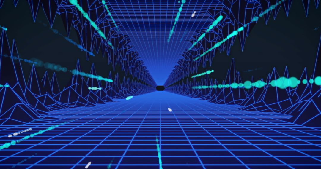 High-Speed Digital Tunnel with Futuristic Grid Lines