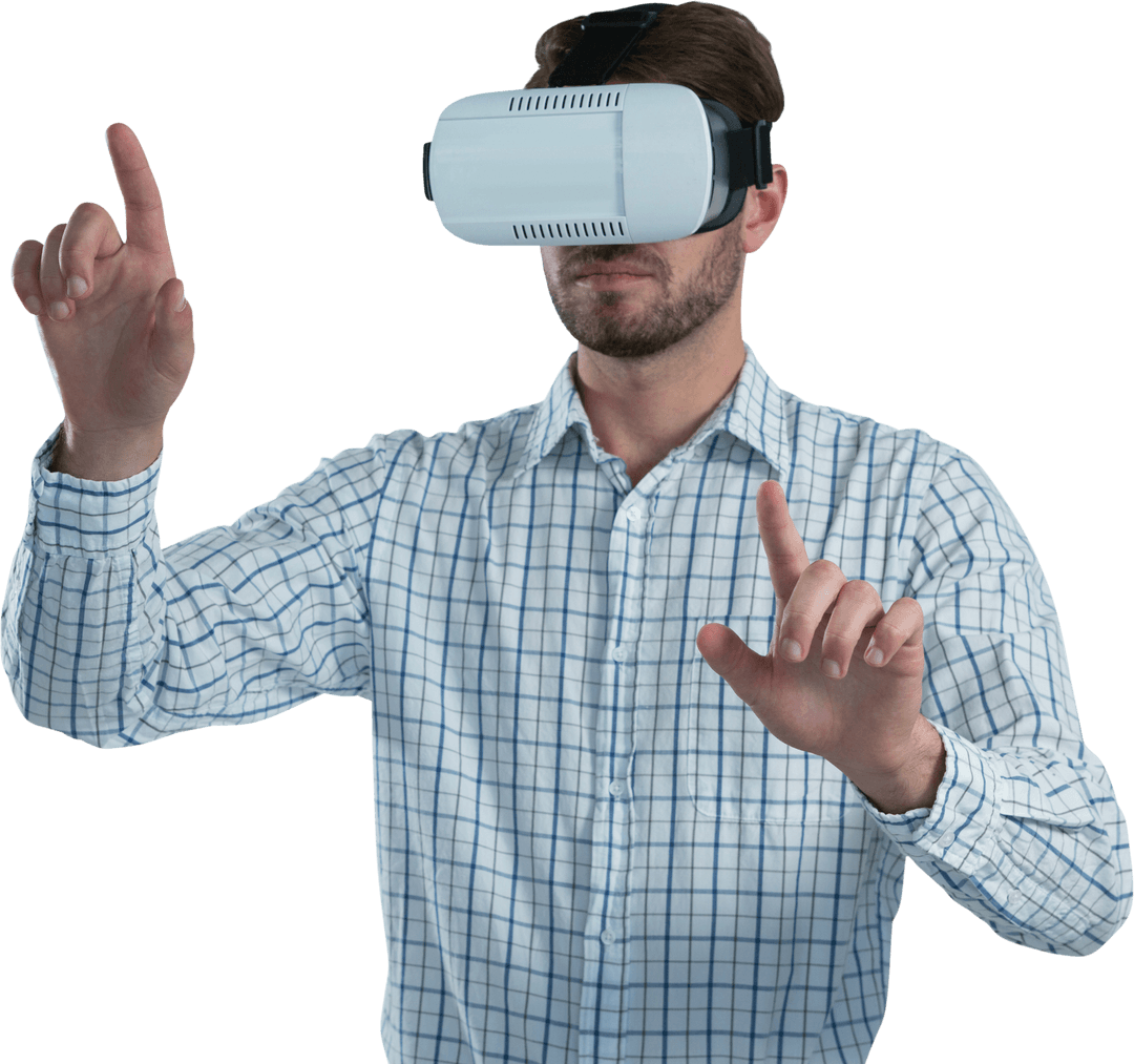 Man Using Transparent Virtual Reality for Immersive Communication - Download Free Stock Images Pikwizard.com