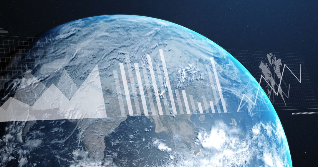 Earth and Digital Data Graphics Representing Global Connectivity