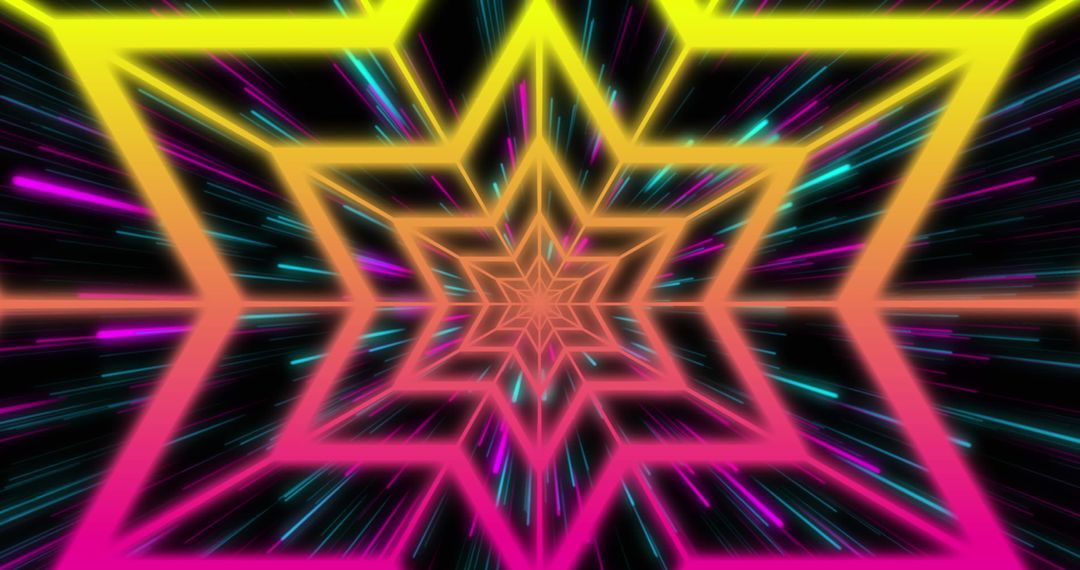 Retro Futuristic Star Tunnel in Vivid Colors