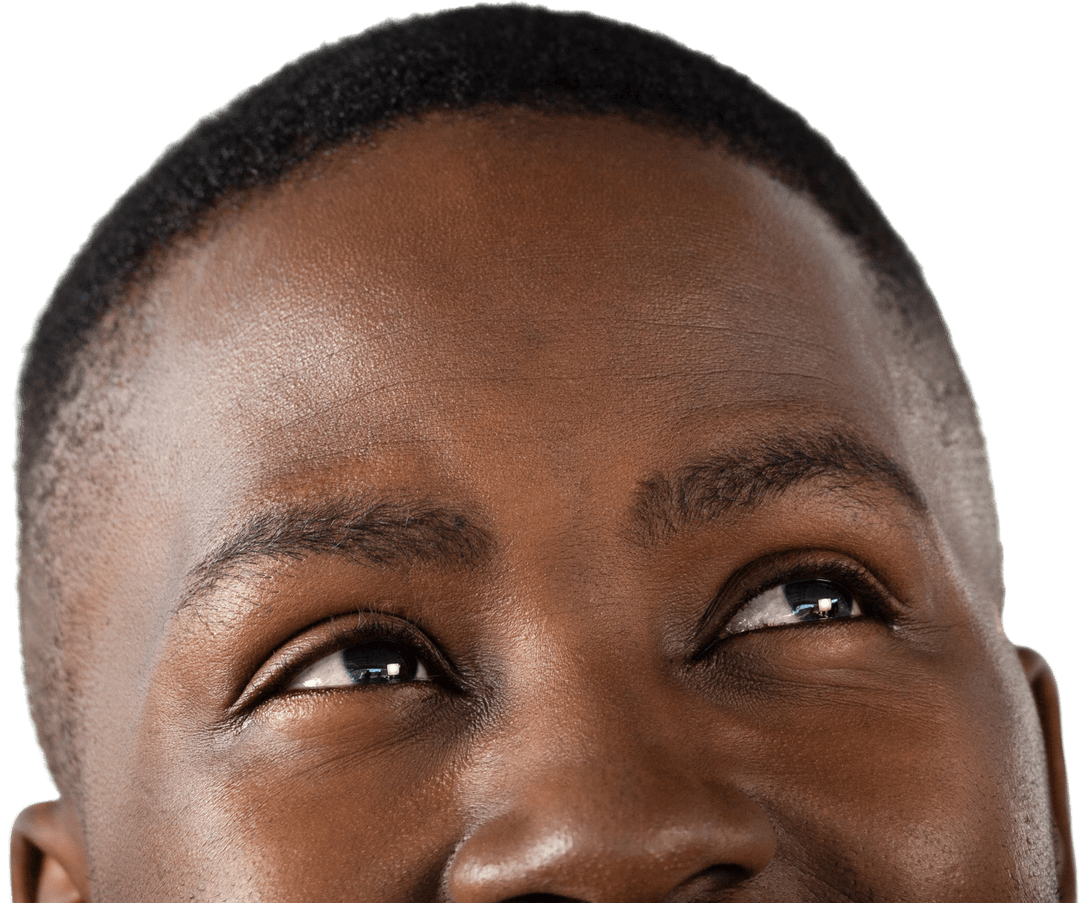 Smiling African American Man Looking Up Transparent Background