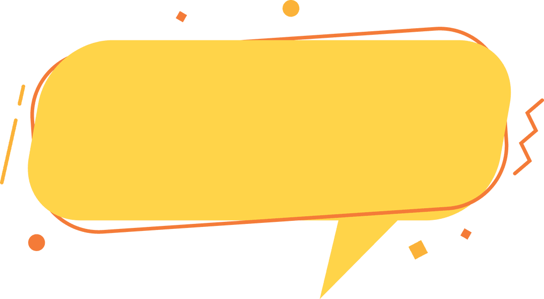 Yellow speech bubble on transparent background for messages