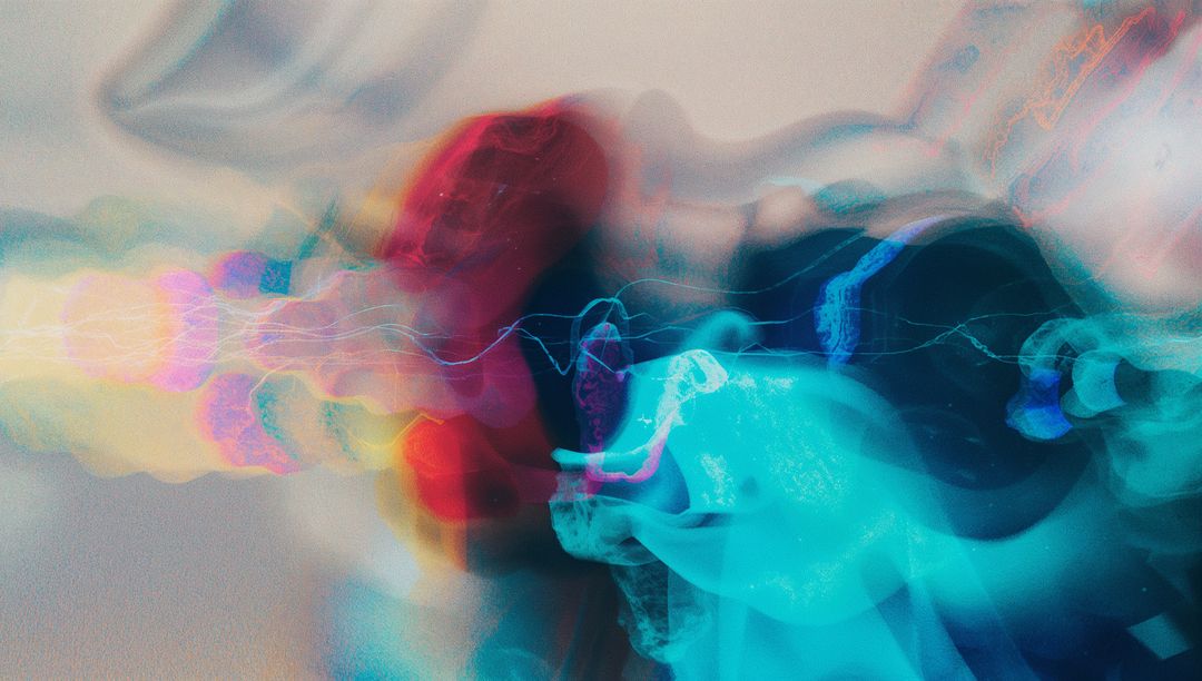 Abstract Neon Light Streaks with Luminous Orbs in Futuristic Flow