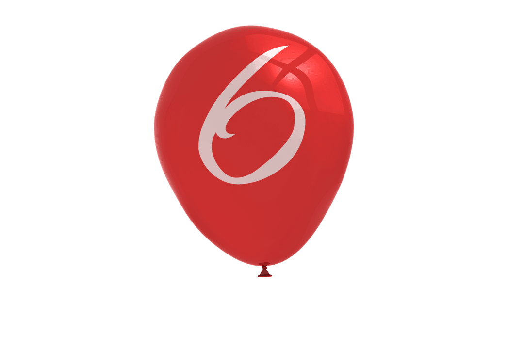 Transparent Red Balloon with Number Six Design