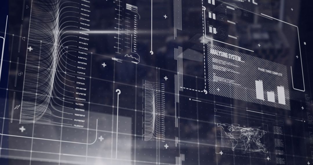 Futuristic Data Interface Overlaying Cityscape