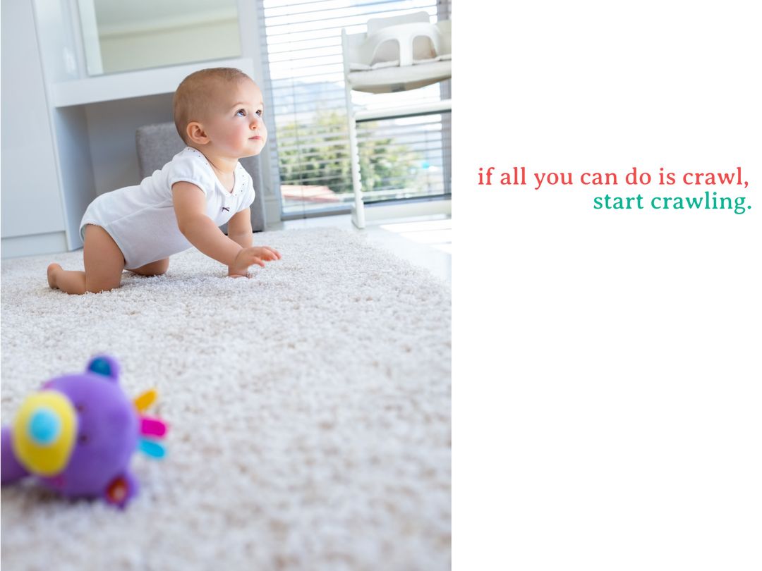 Baby Crawling Towards Toy Embodies Determination and Progress