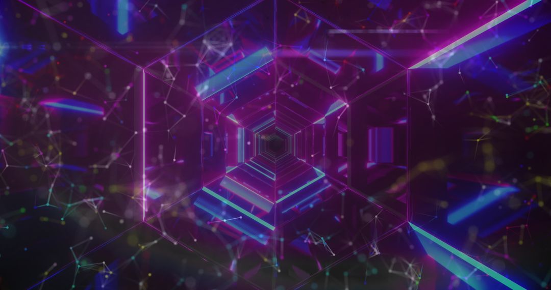 Futuristic Neon Geometric Tunnel with Optical Illusion