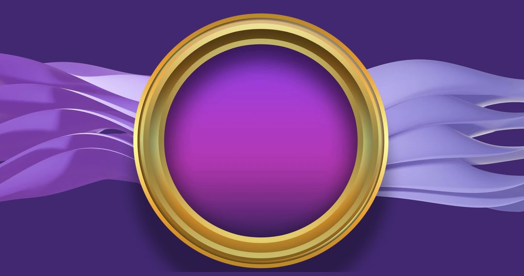 Gold Circular Frame with Flowing Purple Waves