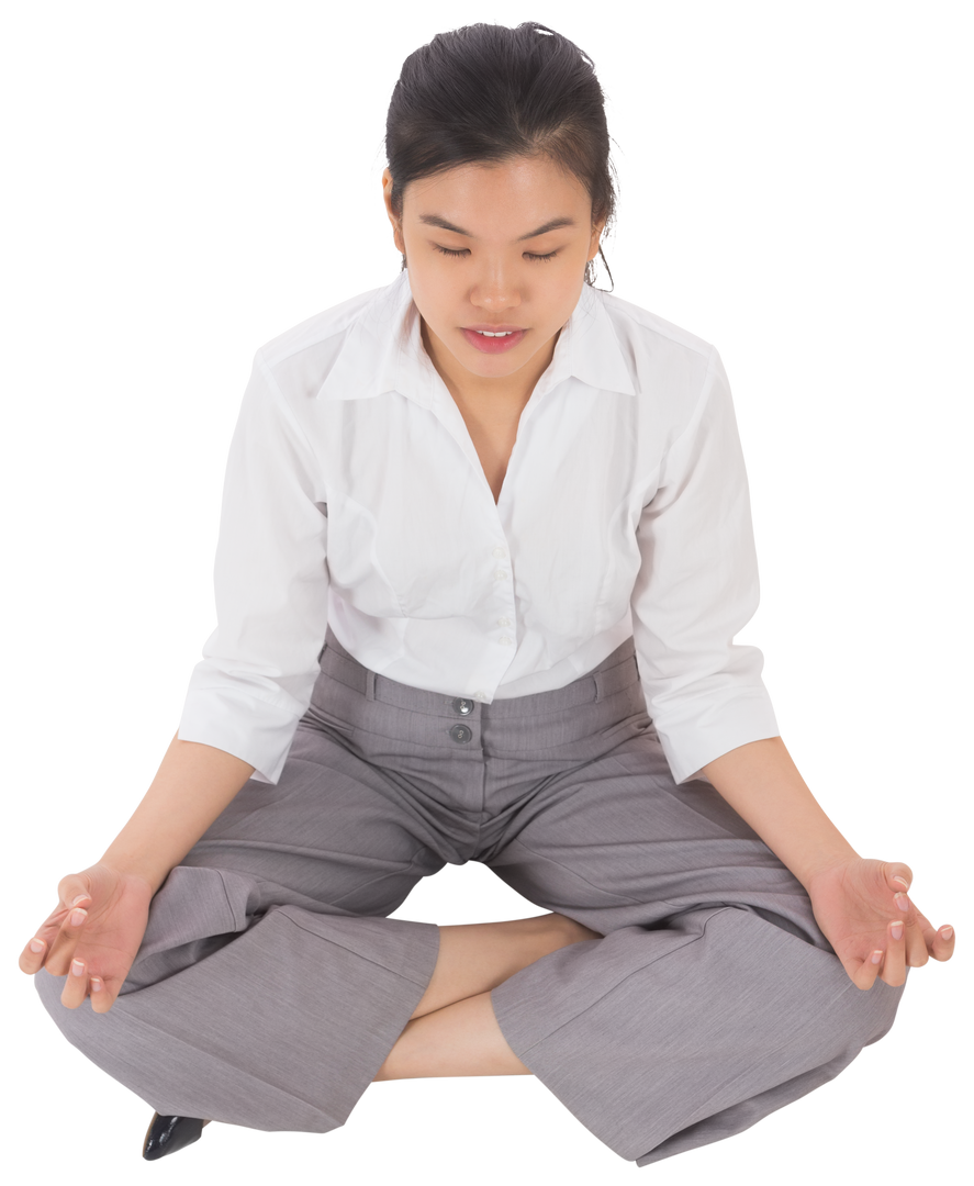 Transparent Calm Businesswoman Meditating in Lotus Pose - Download Free Stock Images Pikwizard.com