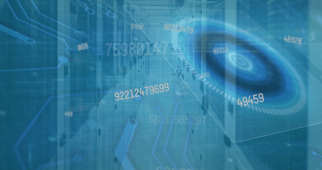 Futuristic Holographic Interface Display in Data Center