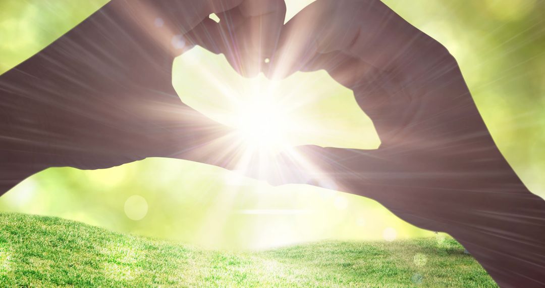 Hands Forming Heart with Sunlight Illumination