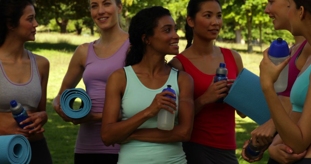 Group of Diverse Women Meeting for Outdoor Yoga Class in Park - Free Images, Stock Photos and Pictures on Pikwizard.com