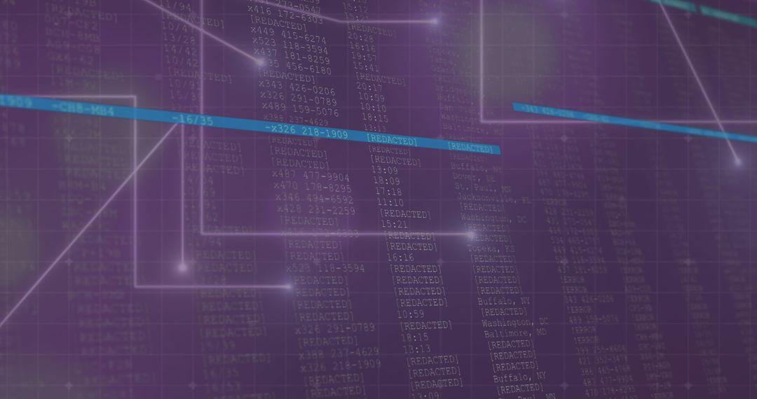 Network Connections on Digital Grid Interface with Purple Hue