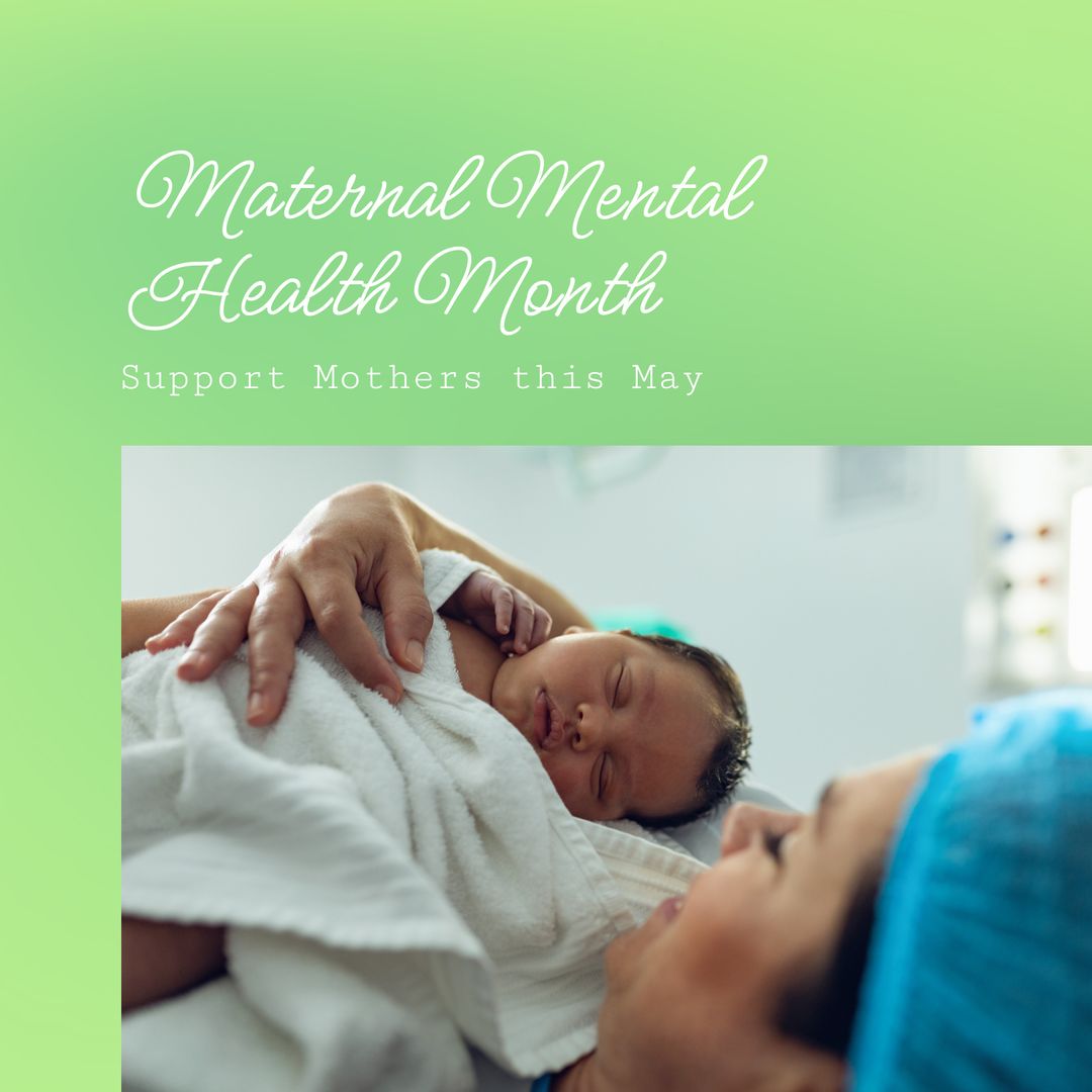 Mother with Newborn Baby Highlighting Maternal Mental Health Awareness - Download Free Stock Templates Pikwizard.com