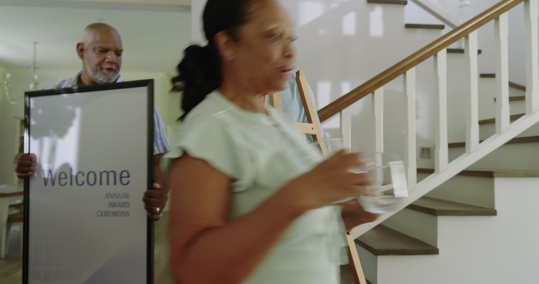 Seniors Setting Up for Creative Art Class at Home