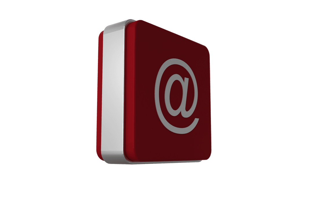 3D Red Email Icon on Transparent Background