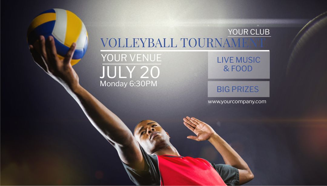 Athlete Ready to Serve Volleyball in Sport Tournament Promotional Banner - Download Free Stock Templates Pikwizard.com